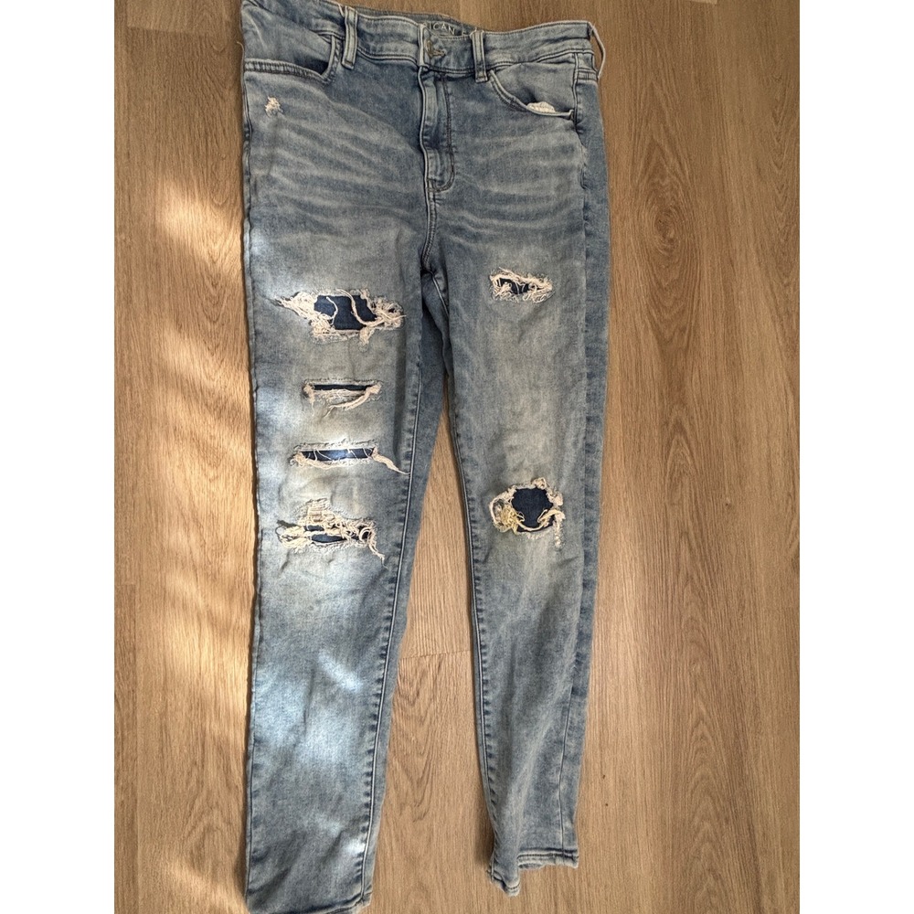 American Eagle Ne(x)t Level Stretch Distressed Skinny Jeans Light Wash Size 14